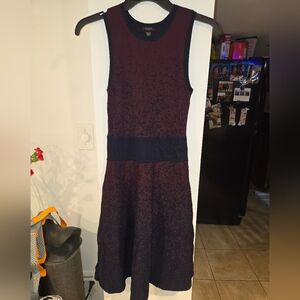 Ann Taylor Sleeveless Midi Dress - Burgundy & Navy Blue